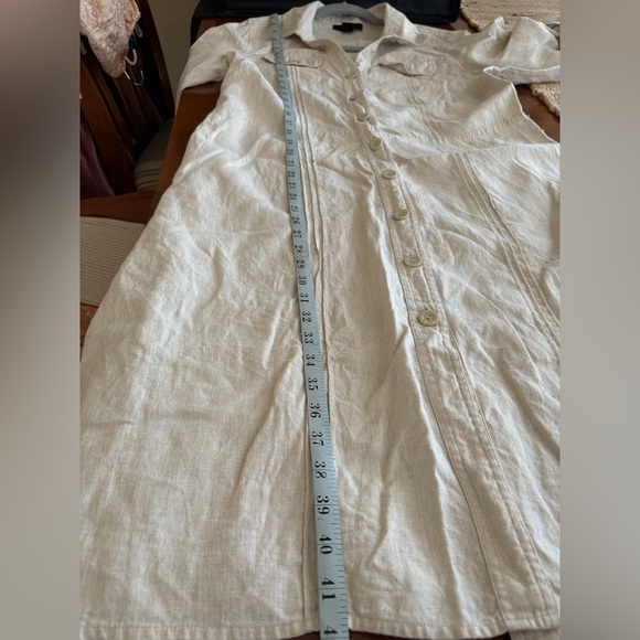 Linen Oatmeal Button-Up Dress - Picture 6 of 9